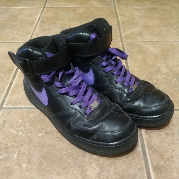 Rare Nike Men's 9.5 Air Force 1 82’ (2012) Black Purple Hightops 315123-001 - Picture 5 of 12